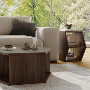 Mesa lateral multifuncional hexagonal YOWOS com armazenamento aberto - Liquidação - 9 restantes
