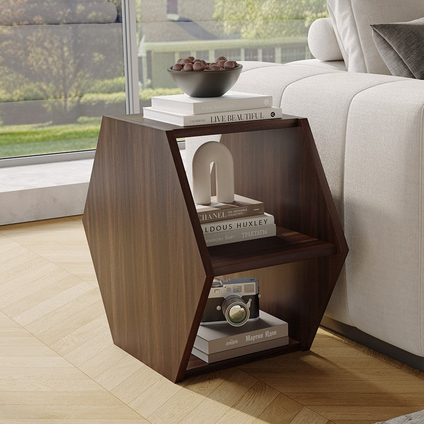 Mesa lateral multifuncional hexagonal YOWOS com armazenamento aberto - Liquidação - 9 restantes