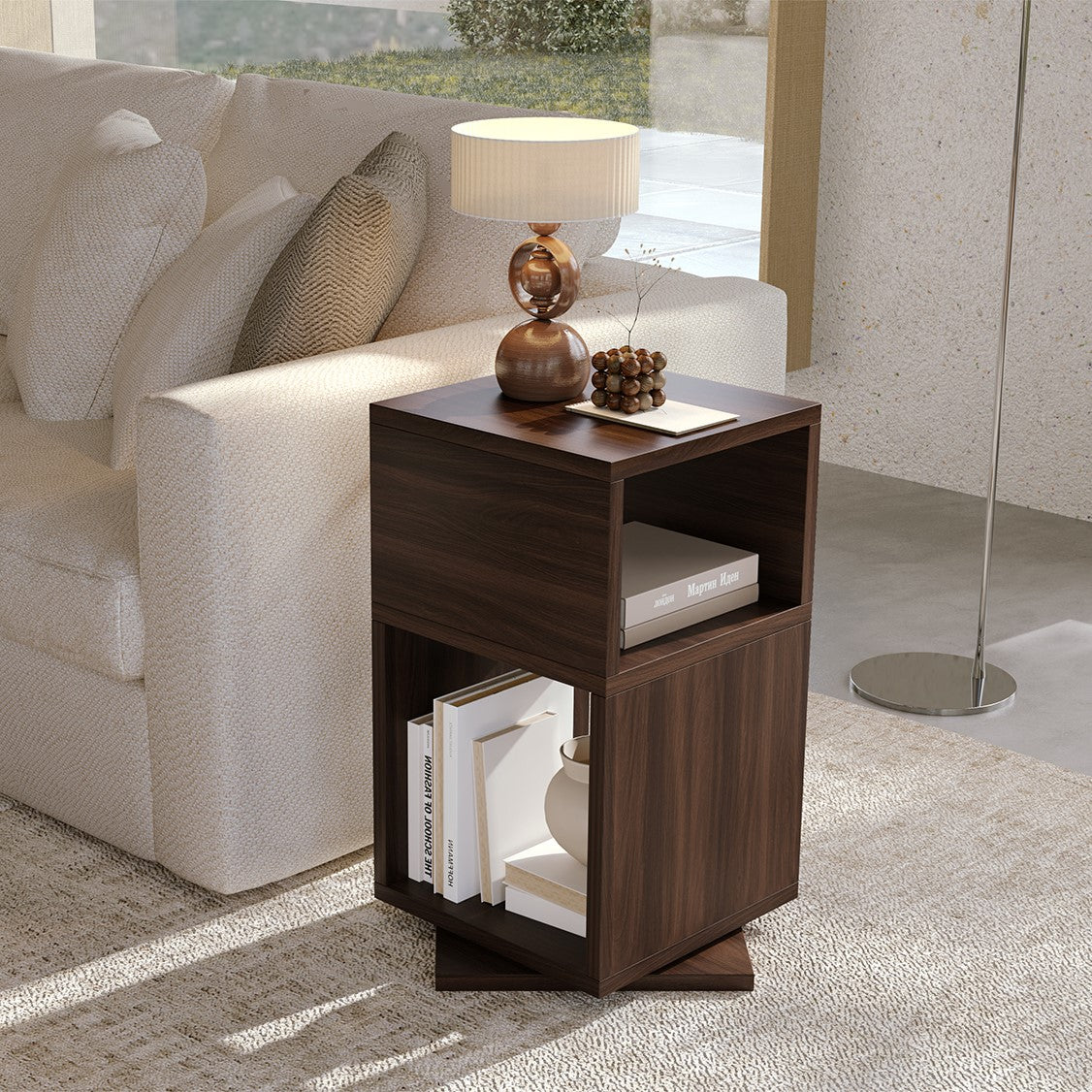 Mesa lateral giratória YOWOS com prateleira aberta - Liquidação - 3 restantes