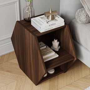 Mesa lateral multifuncional hexagonal YOWOS com armazenamento aberto - Liquidação - 9 restantes