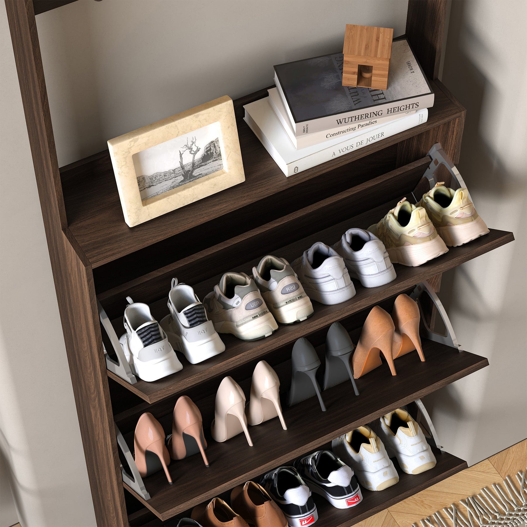 Armário de armazenamento de sapatos estreito basculante YOWOS Slim Hall